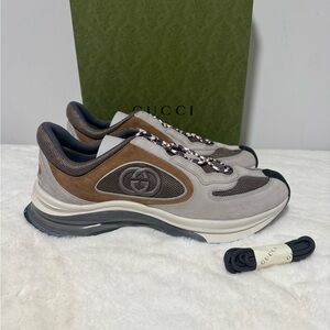 Gucci Men's Gucci Run Sneaker Light Grey Suede Size UK13.5/US14
